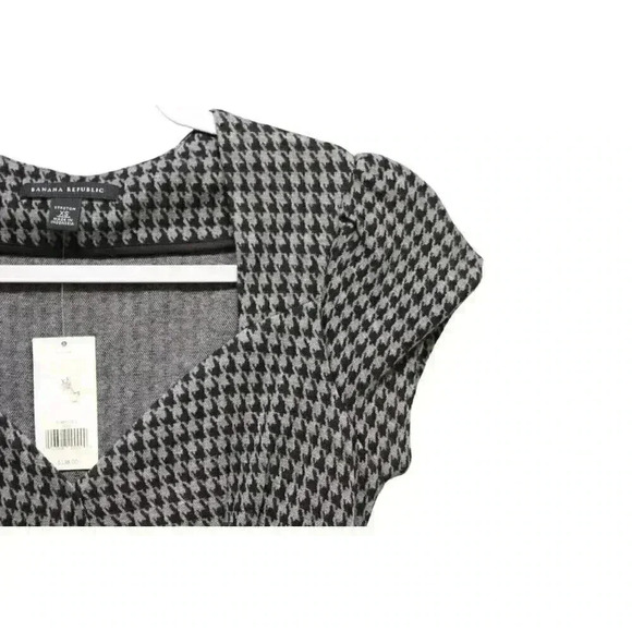 NWT Banana Republic Dress Size XS Houndstooth Fit & Flare Stretch Pleated - Picture 5 of 14